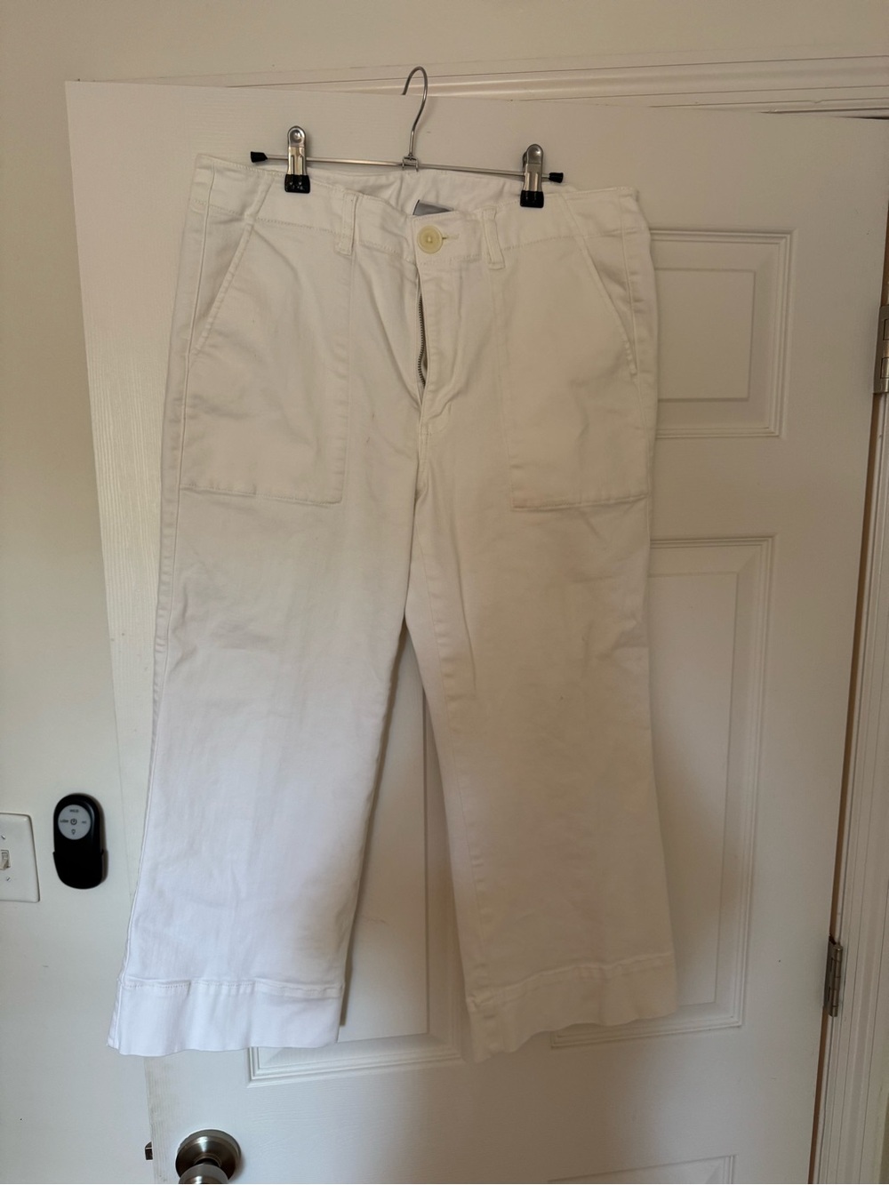 CAbi White Wide-Leg Crop Jeans